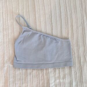 Nikibiki Soft Blue Ribbed One Shoulder Top